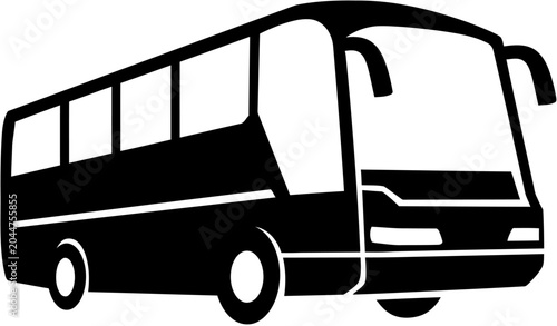 Bus silhouette, frontal view, clean lines, travel concept