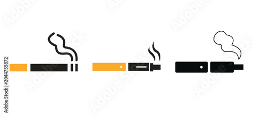Tableau sur toile Vector illustration of cigarette and cigarette icons with smoke