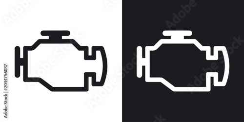 Check Engine Light Icon on Black and White Backgrounds