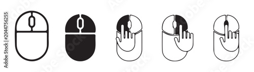 Photos Computer mouse icons showing left and right click actions with hand pointer gestures for guides