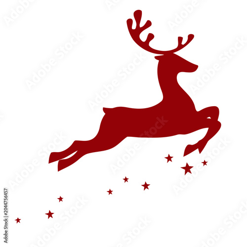 Christmas reindeer jumping with starry trail, festive season