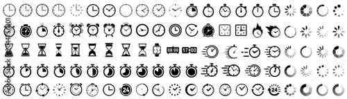 Clock Icons: Assorted time, timer, hourglass, and loading symbols