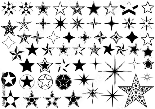 Collection of Star Shapes and Icons, Symbols Clipart