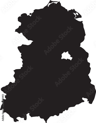 Tableau sur toile Black silhouette map of Brandenburg Germany isolated on white background represe