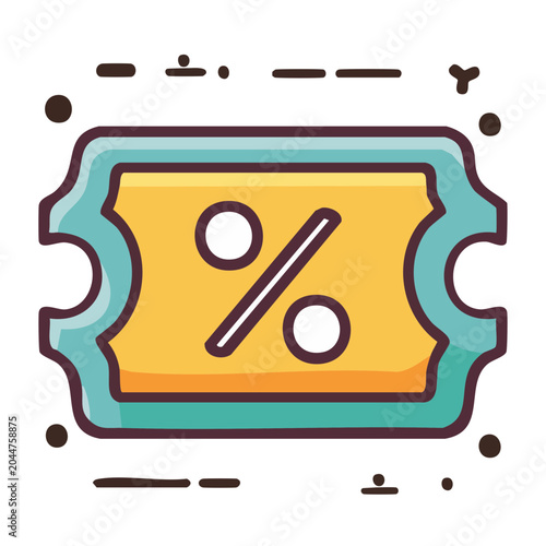 Flat design discount coupon with percentage sign