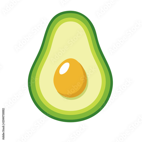 Flat design icon of a half avocado with pit