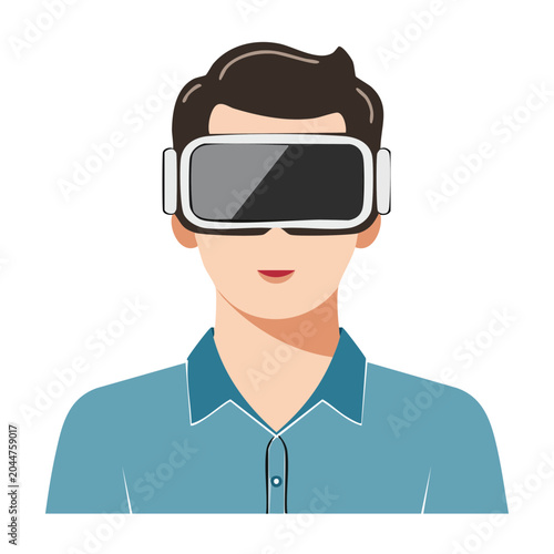 Man wearing a virtual reality headset