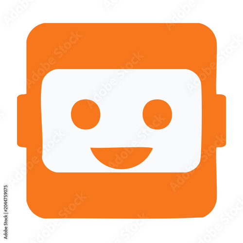 Orange robot face icon with white background