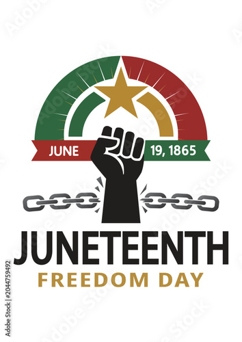 Juneteenth Freedom Day Illustration with Raised Fist and Broken Chains