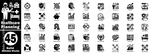 Foto Healthcare planning solid icons pack