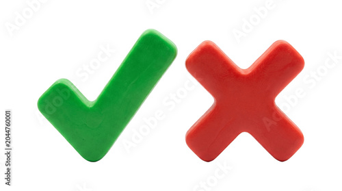 Green check mark and red cross mark symbols representing yes and no or correct and incorrect.
