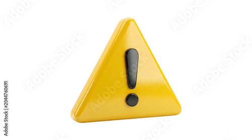 фотографія Yellow triangular warning sign with black exclamation mark indicating caution or danger