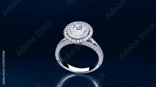Ring Featuring a Large Diamond Surrounded by Smaller Diamonds on a Silver Band Featuring Jewelry, Engagement, Luxury with Sparkling and Elegant