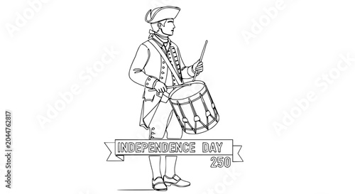 Tableau sur toile Revolutionary War Drummer Boy, Independence Day Celebration, Vintage Military Mu