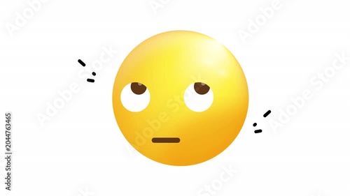 Yellow emoji portraying eye rolling, annoyance, frustration, disdain, boredom suitable for social media, communication, memes, expressing emotions in design.