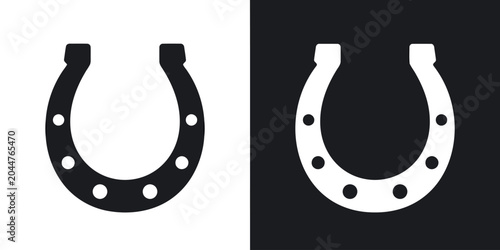 Horseshoe symbol in black and white contrast