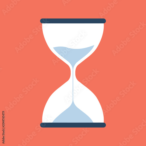 Hourglass flowing with sandy time, timekeeping concept.