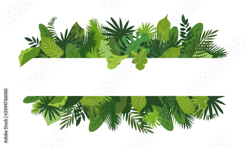 Jungle leaves frame with white space for text