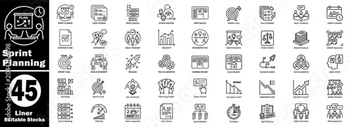 Bild auf Leinwand Sprint planning agile methodology icons set