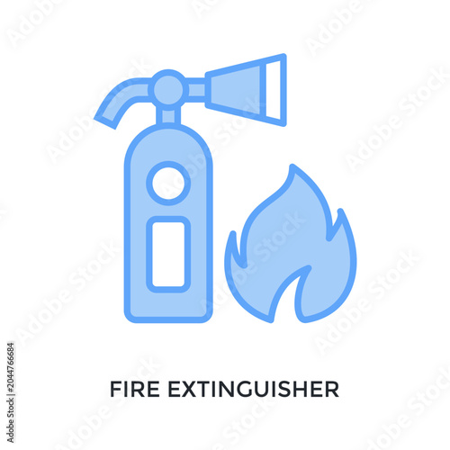 Photos Fire Extinguisher Icon Lineal Blue Style