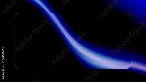 Fluid Blue Liquid Motion Background with Transparent Glass Frame, 4K Abstract Wave Loop