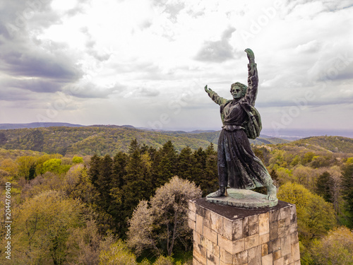 Tableau sur toile Aerial view of the Freedom Monument on Iriski Venac, Fruska Gora, Serbia