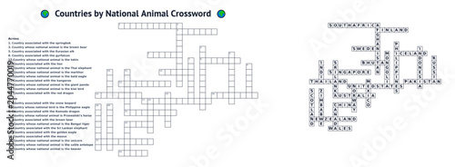Countries by National Animal Crossword