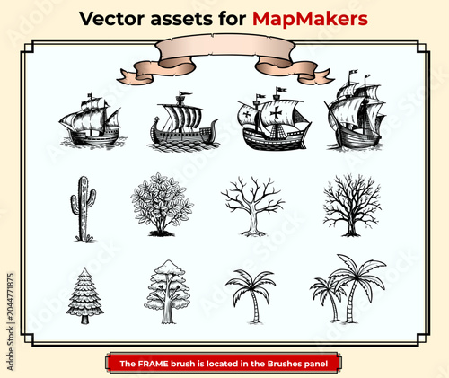 Konstfotografi Vector Assets and Frame Brush for Map Makers