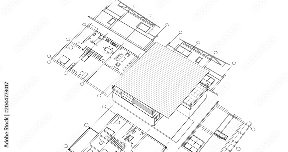 Fototapeta premium residential modern house plan project 3d