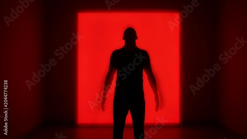 Man Silhouette Red Light Therapy LED Panel Wellness Session