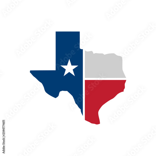 Texas State Map with Flag Colors, Lone Star Icon