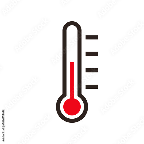 Thermometer icon showing high temperature, concept of heat