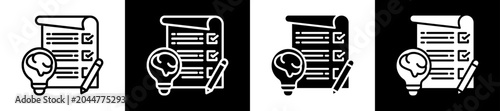 Tableau sur toile Intelligence Test Icon Set In Black And White Filled Style Collection
