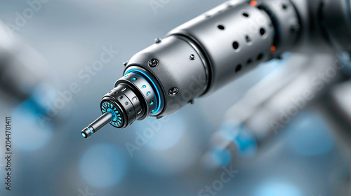 Modern Industrial Automation Concept, Advanced Robotic Arms Operating in Factory Environment, Precise Manufacturing Technology, Clean Organized Production Atmosphere

