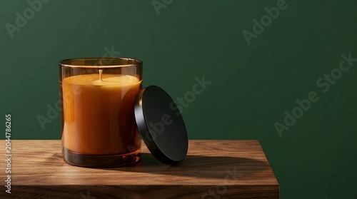 Freshly poured latte with coffee beans on rustic wooden table in warm morning light