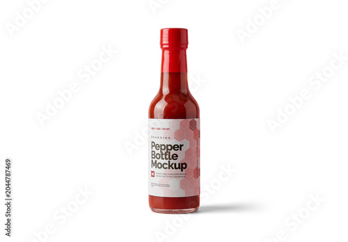 Pepper Sauce Bottle Mockup Template for Professional Brand Identity Showcase