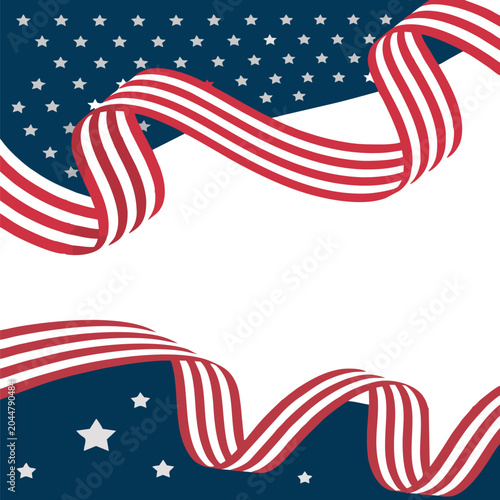 Elegant American Flag Ribbon with Stars and Stripes Vector Design