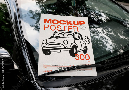 Car Windshield Poster Mockup