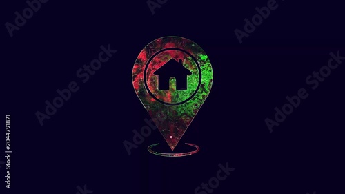 Glowing House Location Pointer Illustration new saber effect animation with Dark Blue background