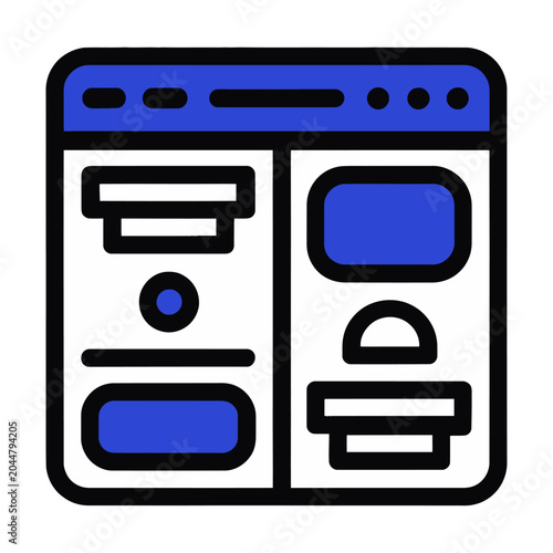 Sleek vector of a modern computer server rack displayed inside a stylized window frame.