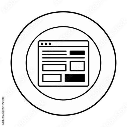 Sleek vector of webpage layout neatly framed inside a circular border for design reference