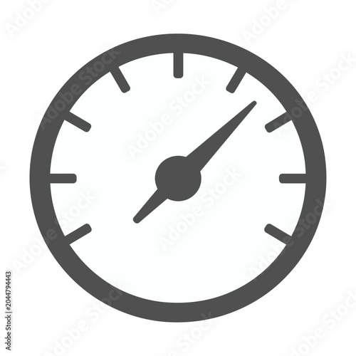 Sleek vector design of a simple analog speedometer gauge with a clean minimalist style perfect for infographics or dashboard displays