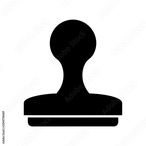 Black Rubber Stamp Icon on White Background Minimalist Vector Illustration