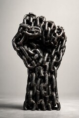 Iron Chain Raised Fist Sculpture Black Power Freedom Resistance Symbol