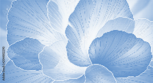 Blue floral pattern with and halftone effect