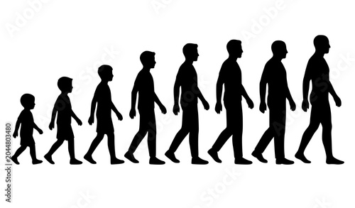 Quadro su tela Black Silhouette Life Cycle Collection Illustrating Human Age Progression from C