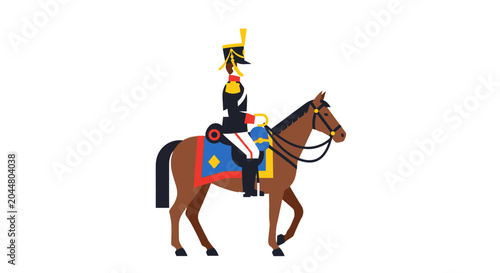Photos Cavalry soldier riding horse with sword on white background