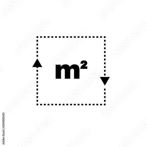 Square Meter Area Measurement Icon. M2 Room Dimension Surface Sign