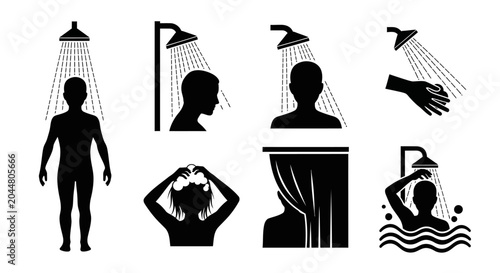 Fotografie Silhouette of people taking shower.