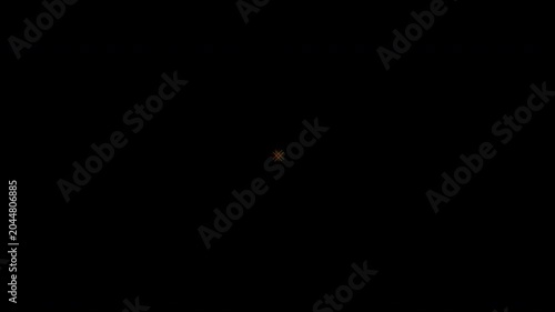 Abstract geometric motion graphic featuring red and yellow squares pulsing in a circular pattern around a central white dot with transparent alpha channel background for overlay